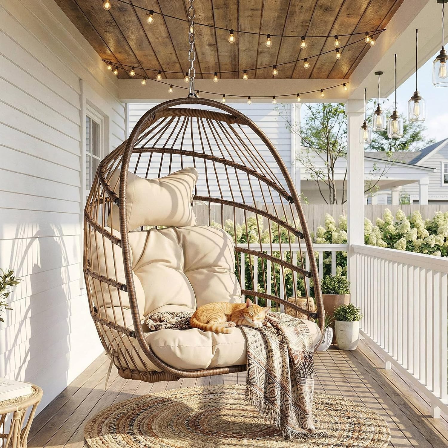 Outdoor Furniture Egg Chair - Silla Colgante Tipo Huevo para Exteriores