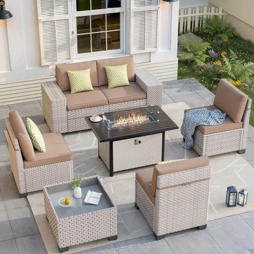 Outdoor Furniture With Fire Pit - Juego de muebles de patio de