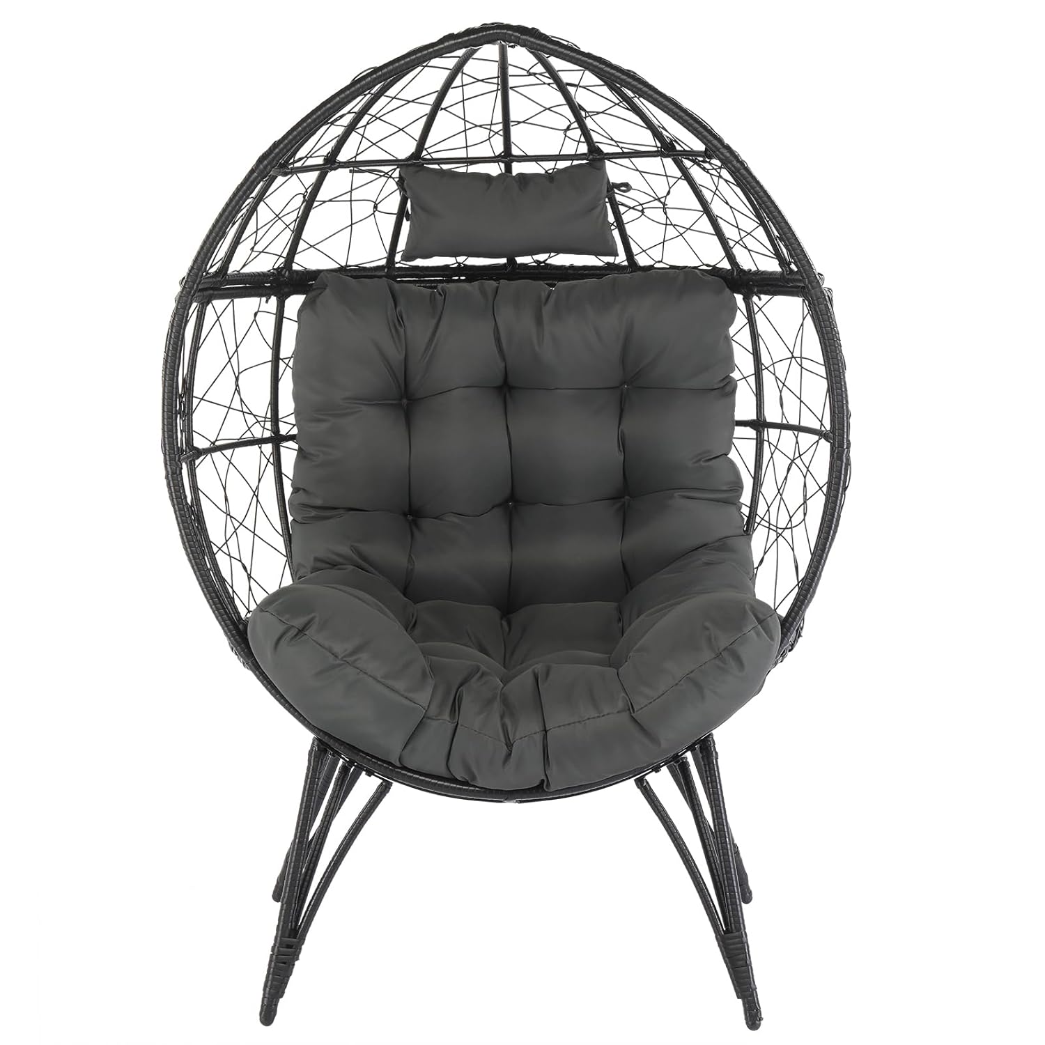 Outdoor Furniture Egg Chair - Sillón Huevo de Mimbre Extragrande Acolchado,