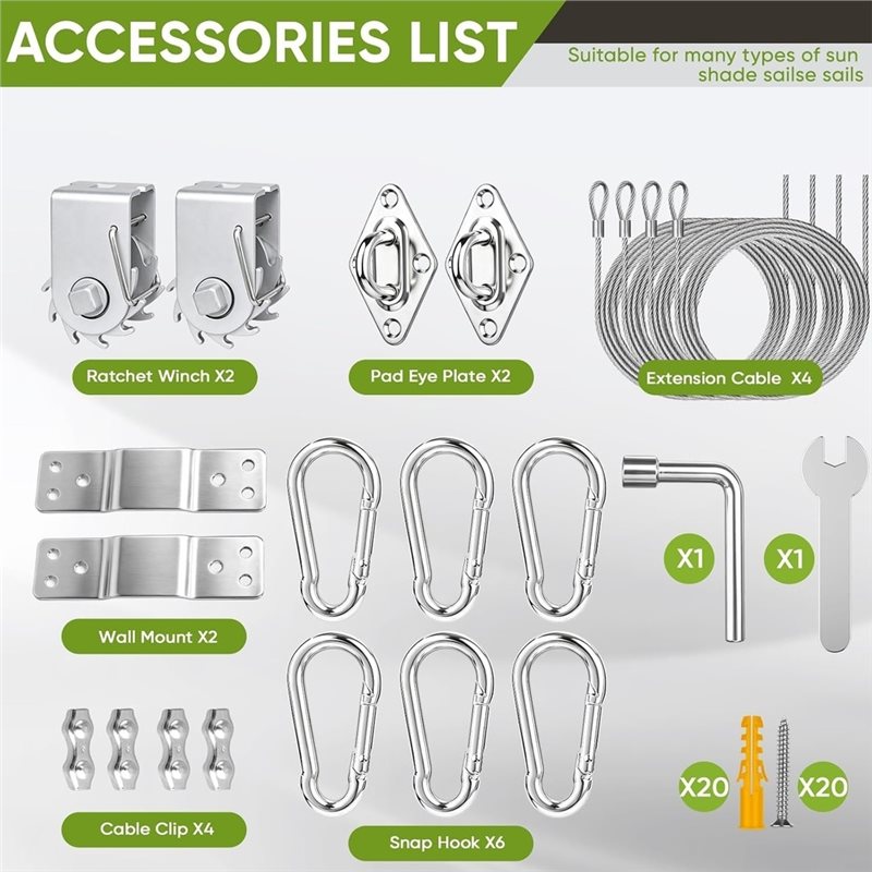 Kit de Herrajes para Toldo de  - Sun Sail Shade reseña y precio