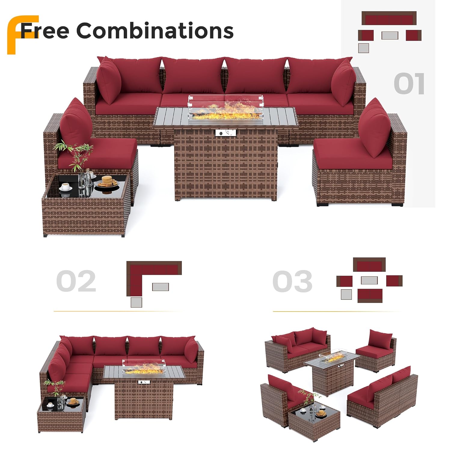 Conjunto de 8 piezas de sofá s - Outdoor Furniture With Fire Pit reseña y precio