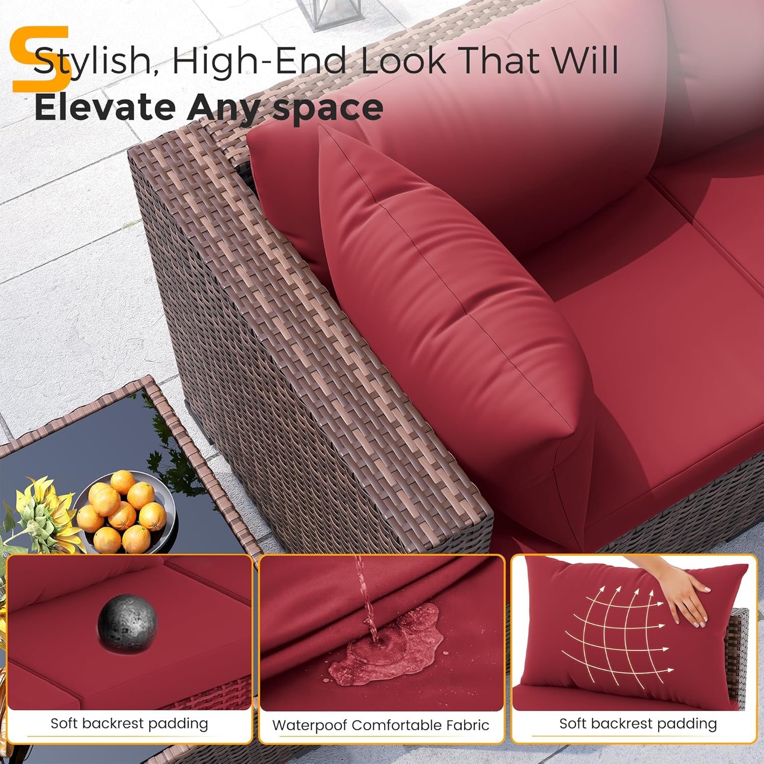 Conjunto de 8 piezas de sofá s - Outdoor Furniture With Fire Pit reseña y precio
