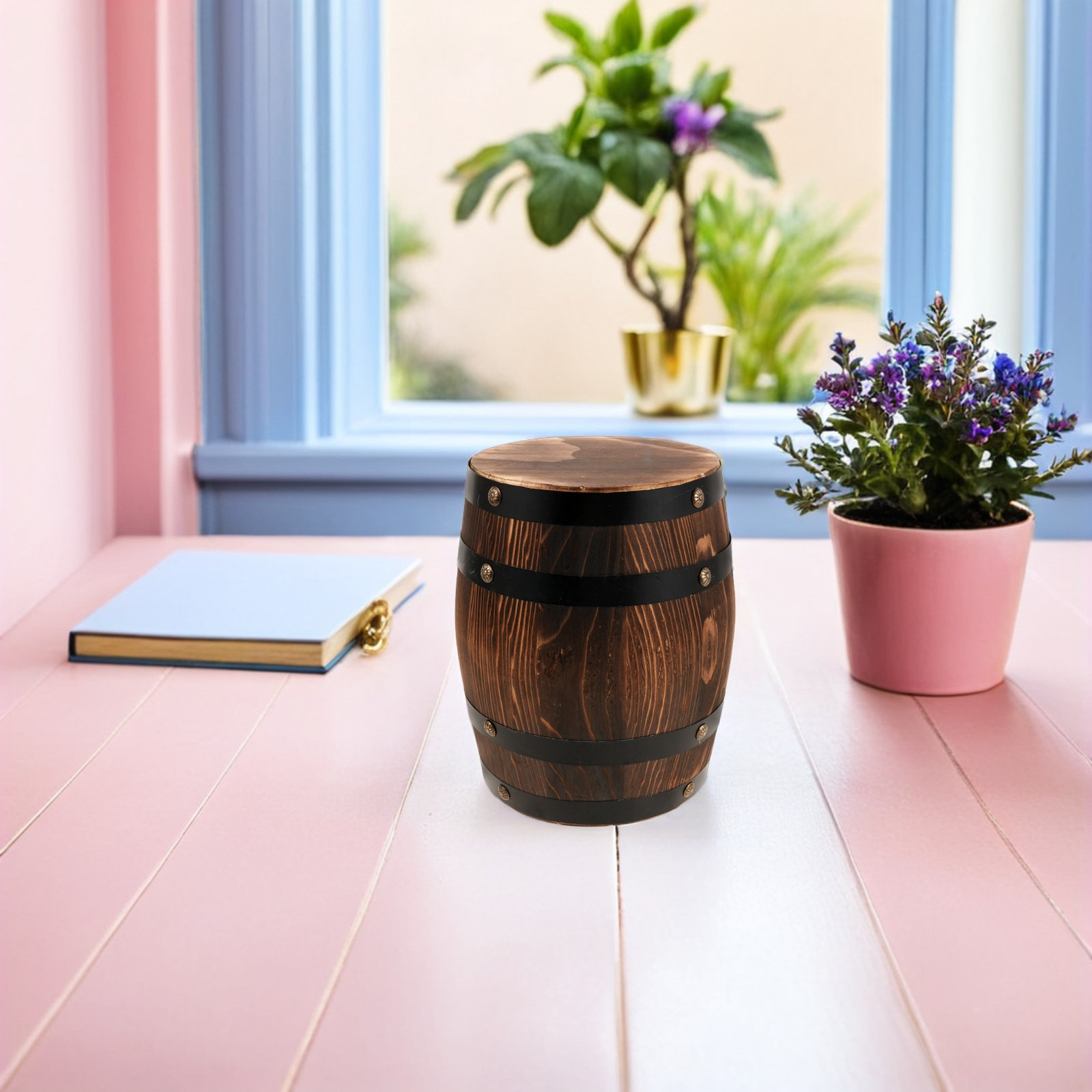 Taburete de barril de madera p - Outdoor Furniture Decor reseña y precio