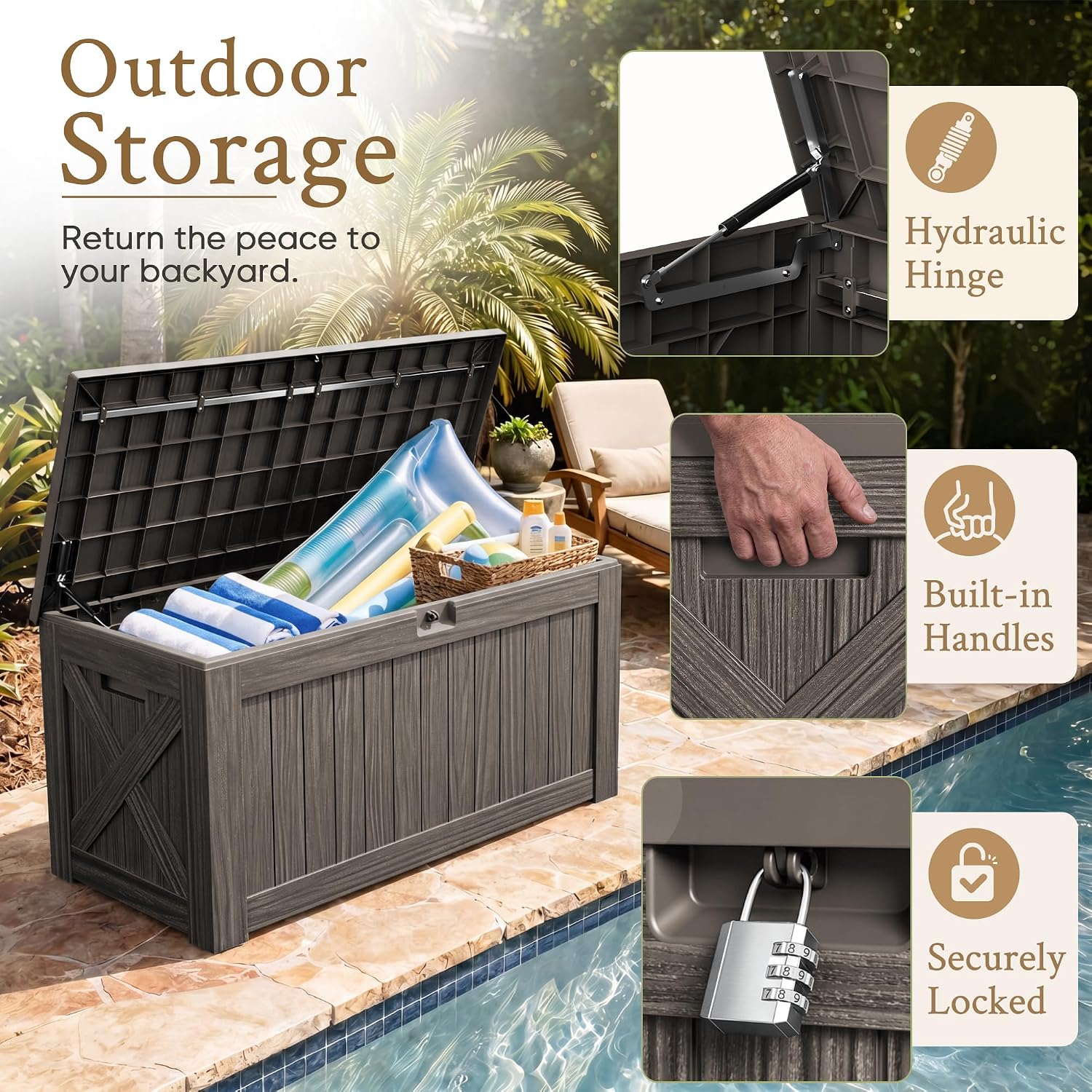 Caja de almacenamiento grande  - Outdoor Furniture Cushions reseña y precio