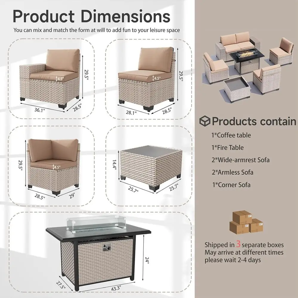 Juego de muebles de patio de 7 - Outdoor Furniture With Fire Pit reseña y precio