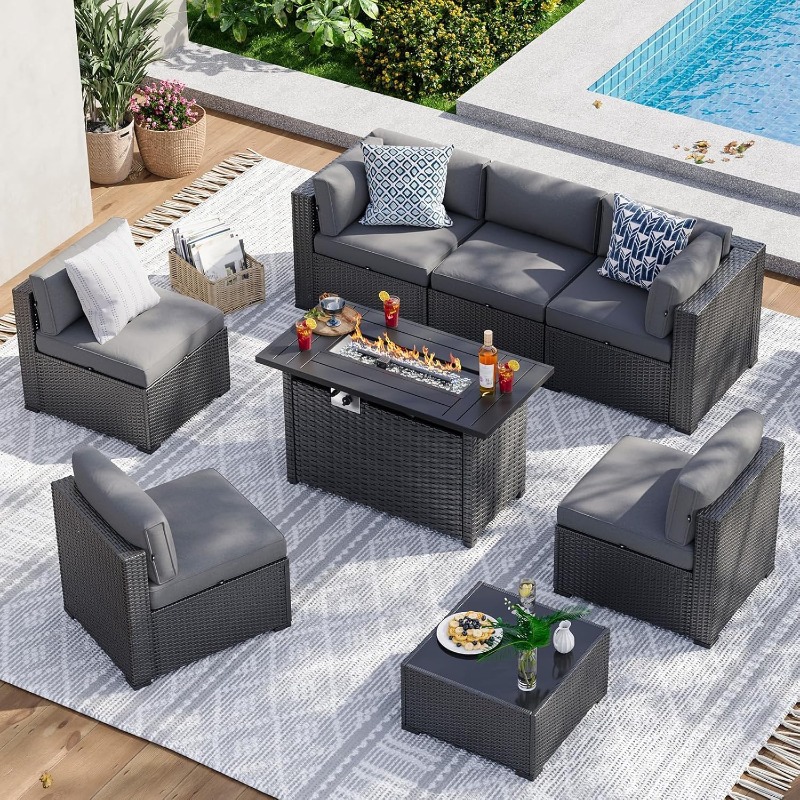 Juego de Muebles de Patio Aoxu - Outdoor Furniture With Fire Pit reseña y precio