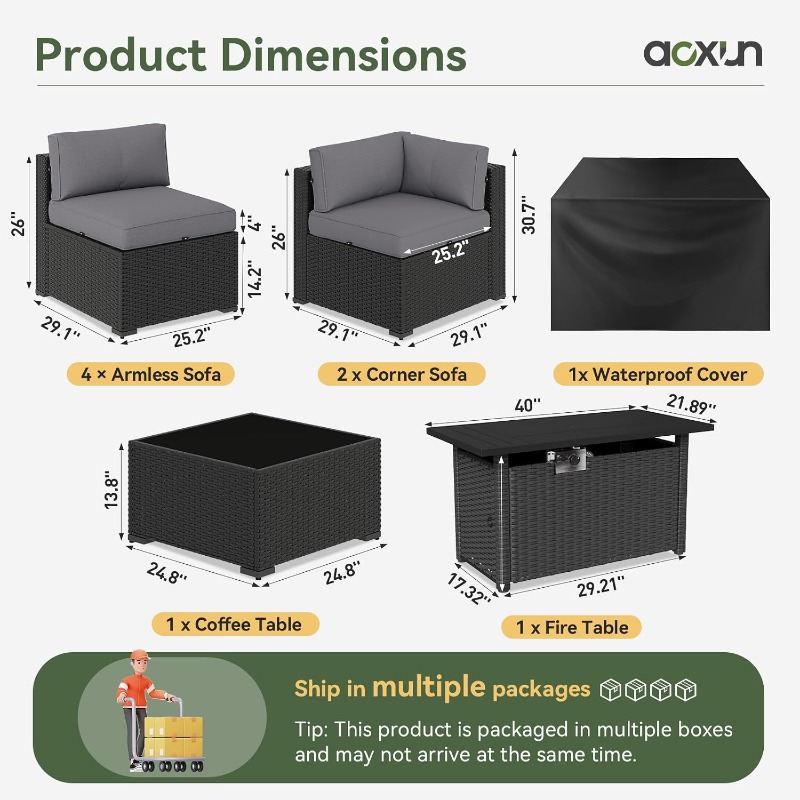 Juego de Muebles de Patio Aoxu - Outdoor Furniture With Fire Pit reseña y precio