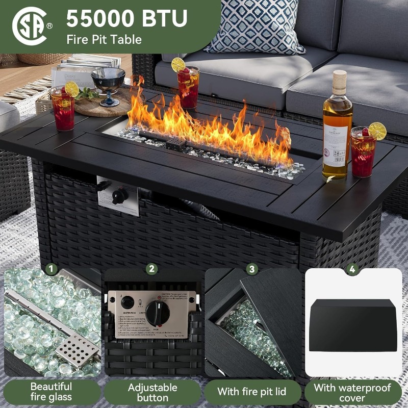 Juego de Muebles de Patio Aoxu - Outdoor Furniture With Fire Pit reseña y precio